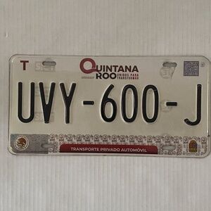 QUINTANA ROO CANCUN MEXICO PASSENGER LICENSE PLATE  [UVY-600-J]